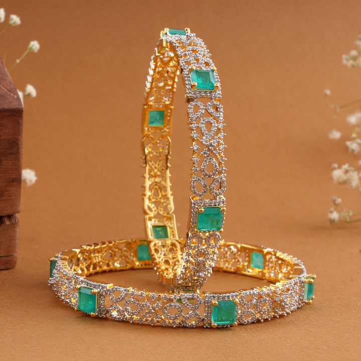 Halo Emerald with Leaf Swarovski Bangle