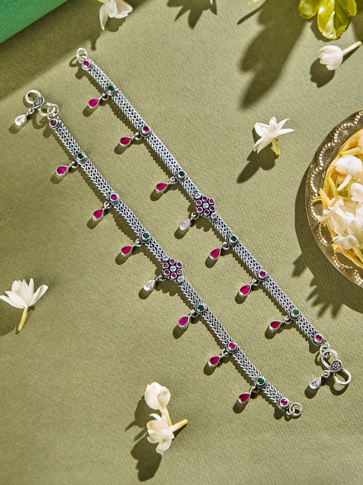 Ruby Snowflake Antique Anklet