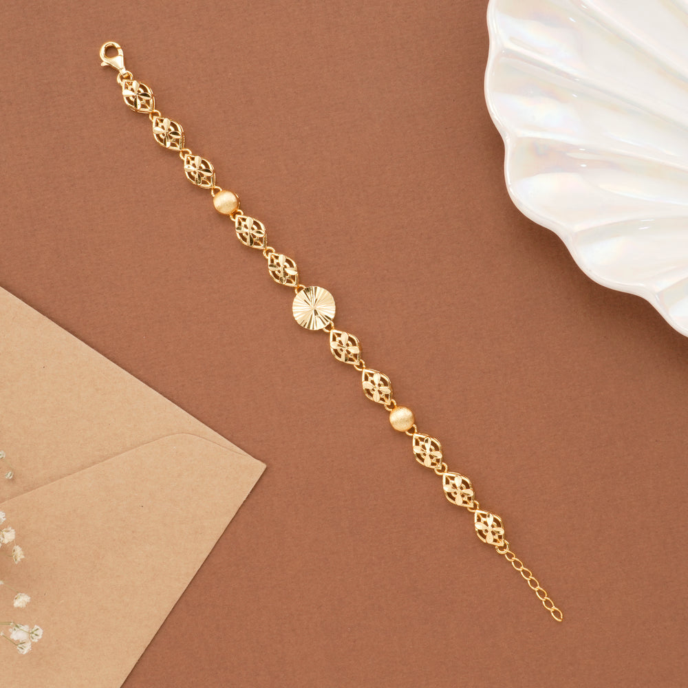 Sun Burst Pattern Gold Plated Casting Bracelet
