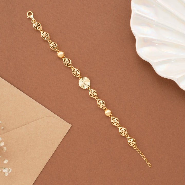 Sun Burst Pattern Gold Plated Casting Bracelet