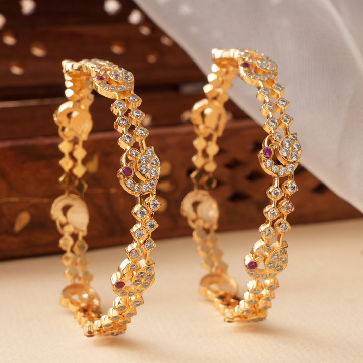 Graceful Peacock Design with Ruby Bangle