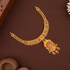 Intricate Lakshmi Pendant Gold Necklace