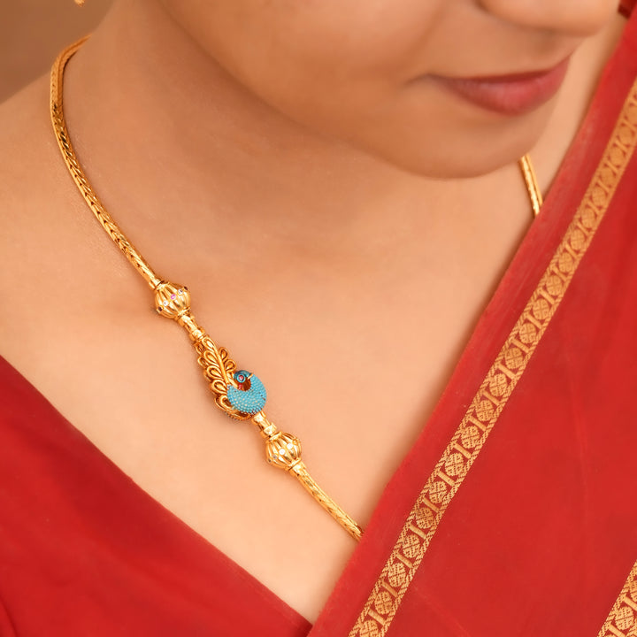 Shimmering Peacock Mugappu Chain