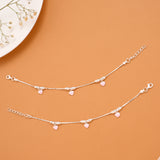 Charm Pink Heart Silver Baby Anklets