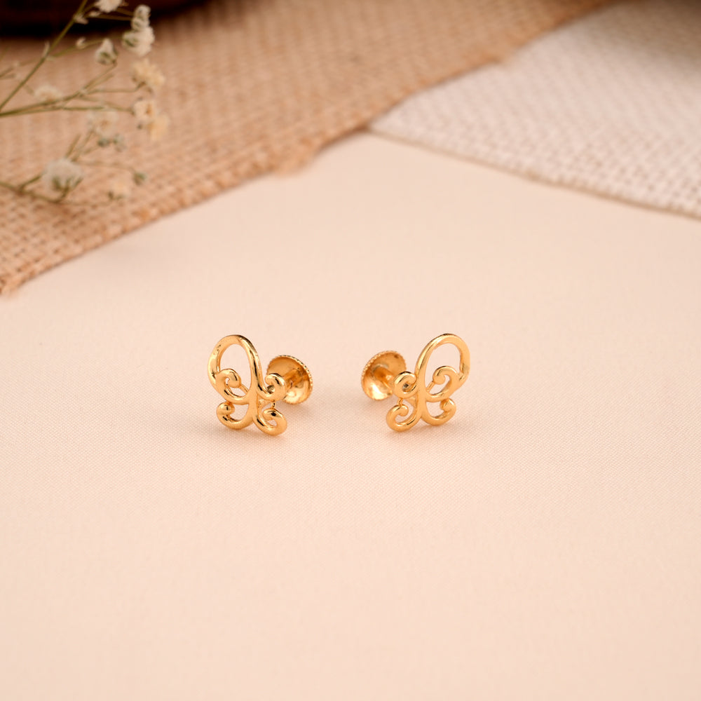 Golden Butterfly Casting Stud Earrings