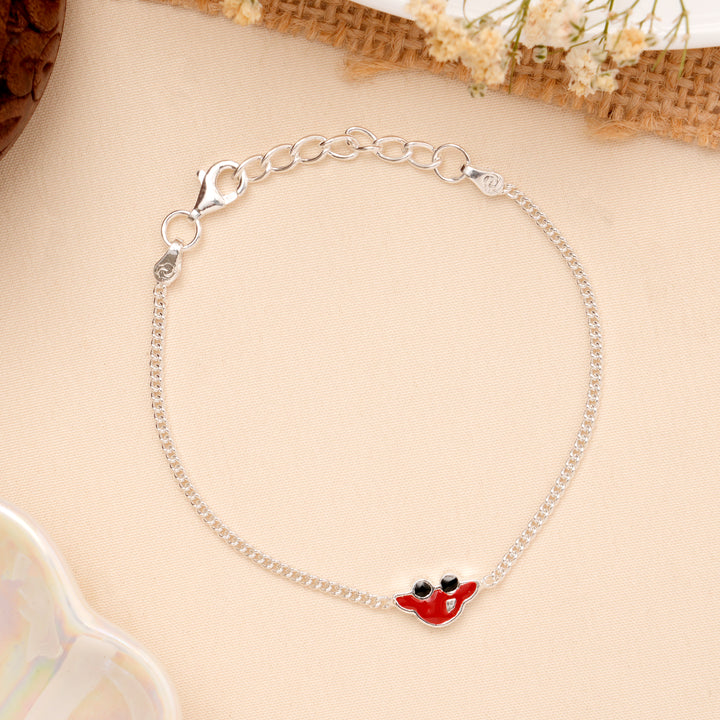 Red Car Enamel Baby Silver Bracelet