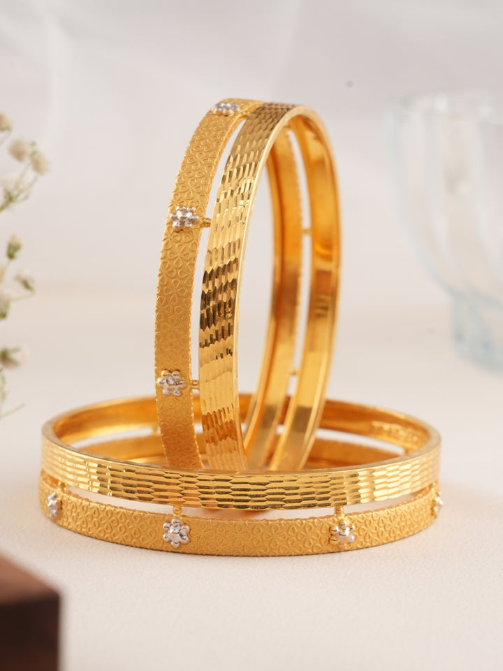 Classic Double Line Ethnic Gold Bangles