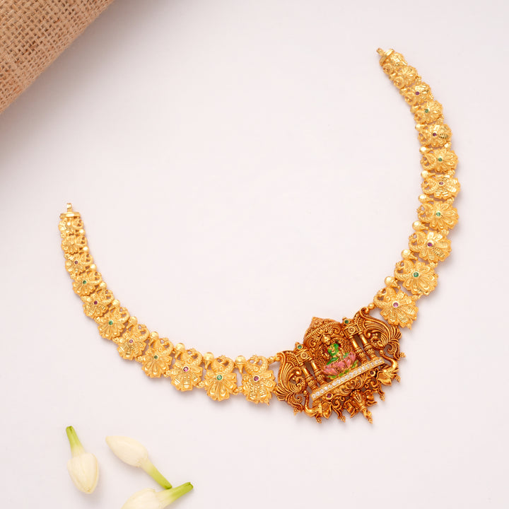 Antique Temple Inspired Lakshmi Golden Necklace