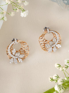 Circular Leaf Diamond Stud