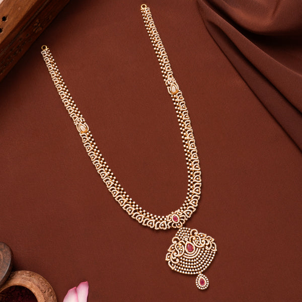 Floral Ruby Pendant Swarovski Gold Haram