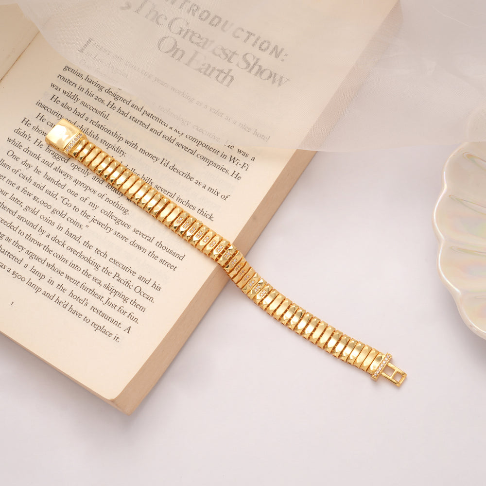 Watch Strap Style Golden Bracelet