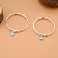 Aqua Glow Charm Silver Baby Bangle