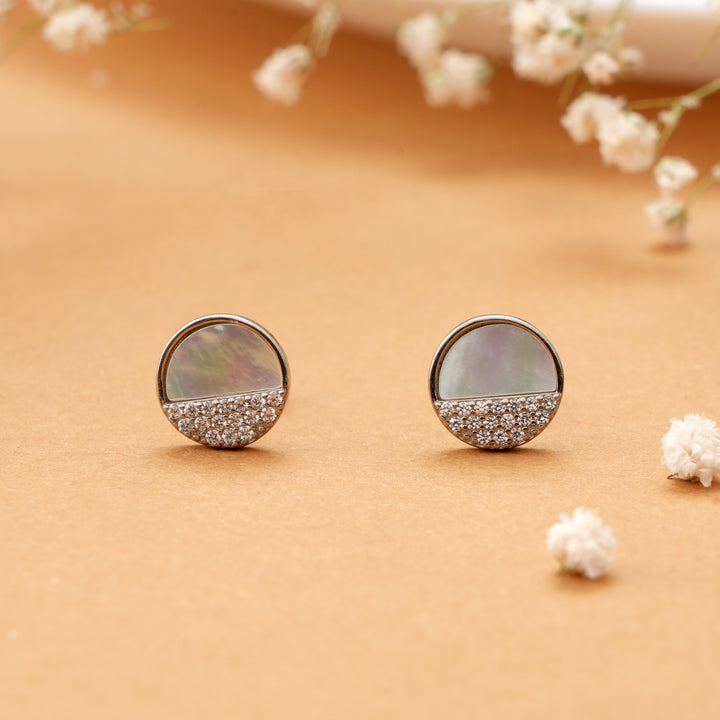 Elegant Mother of Pearl Silver Studs