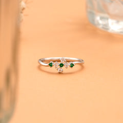 Modern Silver Floral Cluster Ring