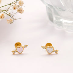 Tiny Heart with Arrow Golden Stud