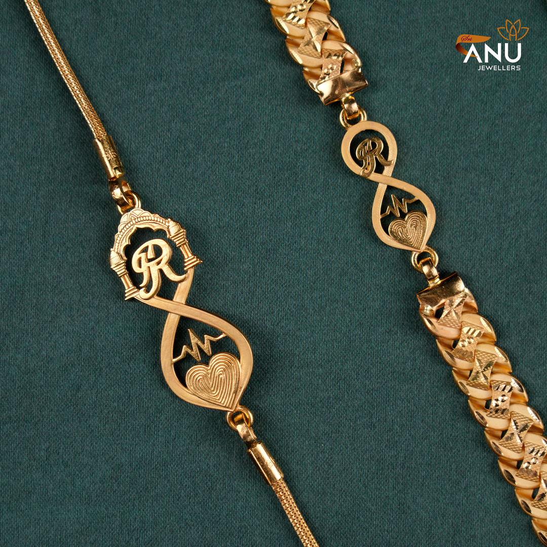 Couples Heart Infinity Mugappu Chain and Bracelet