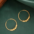 Designer Beaded Pattern Hoop Gold Earrings