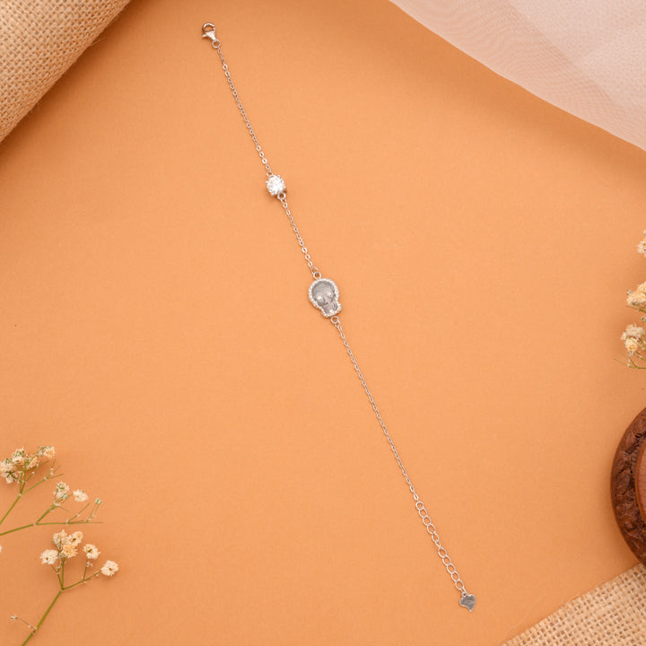 Tiny Charm Silver Skull Stone Bracelet