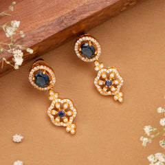 Sapphire with Floral Drops Swarovski Earrings
