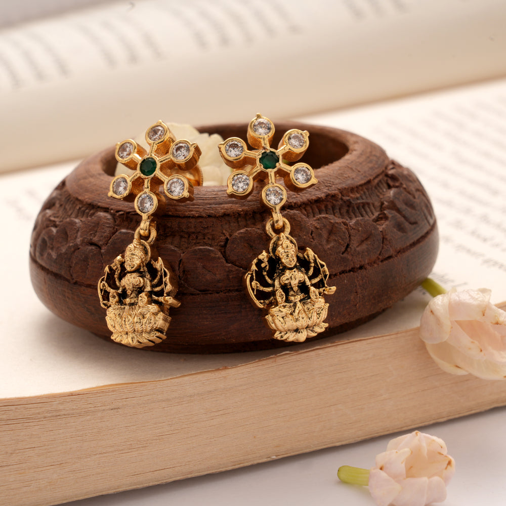 Antique Star Stone Amman Drops Golden Earrings