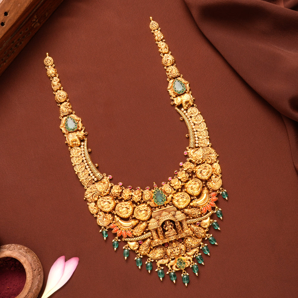Traditional Lakshmi Temple Style Gold Haram