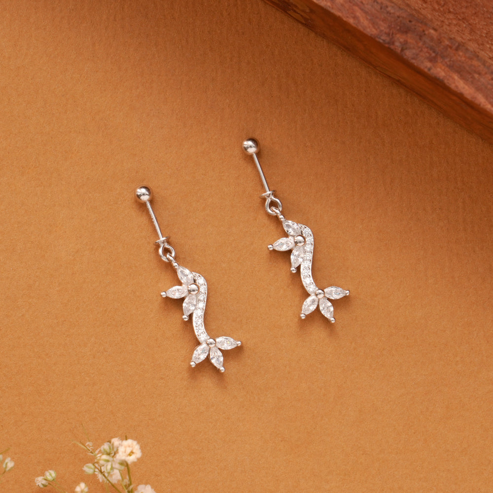 Stylish Zircon Silver Koppu Earring