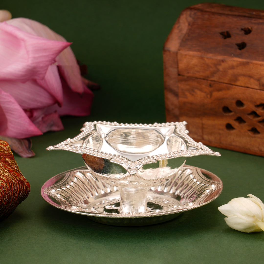 Elegant Silver Deepam Plate