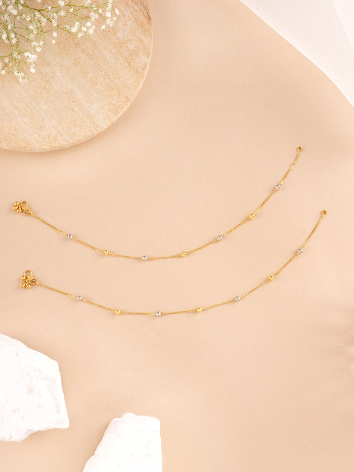 Dual Toned Ball Gold Anklet