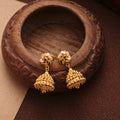 Elegant Flower Pattern Gold Ball Jhumkas
