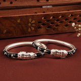 Yazhi Design with Black Beads Silver Baby Bracelet