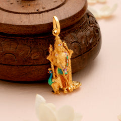 Enamel Peacock with Murugan Gold Pendant