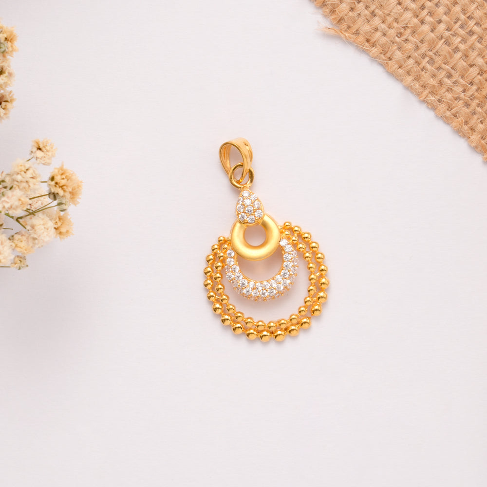 Classic Round Pattern Golden Pendant