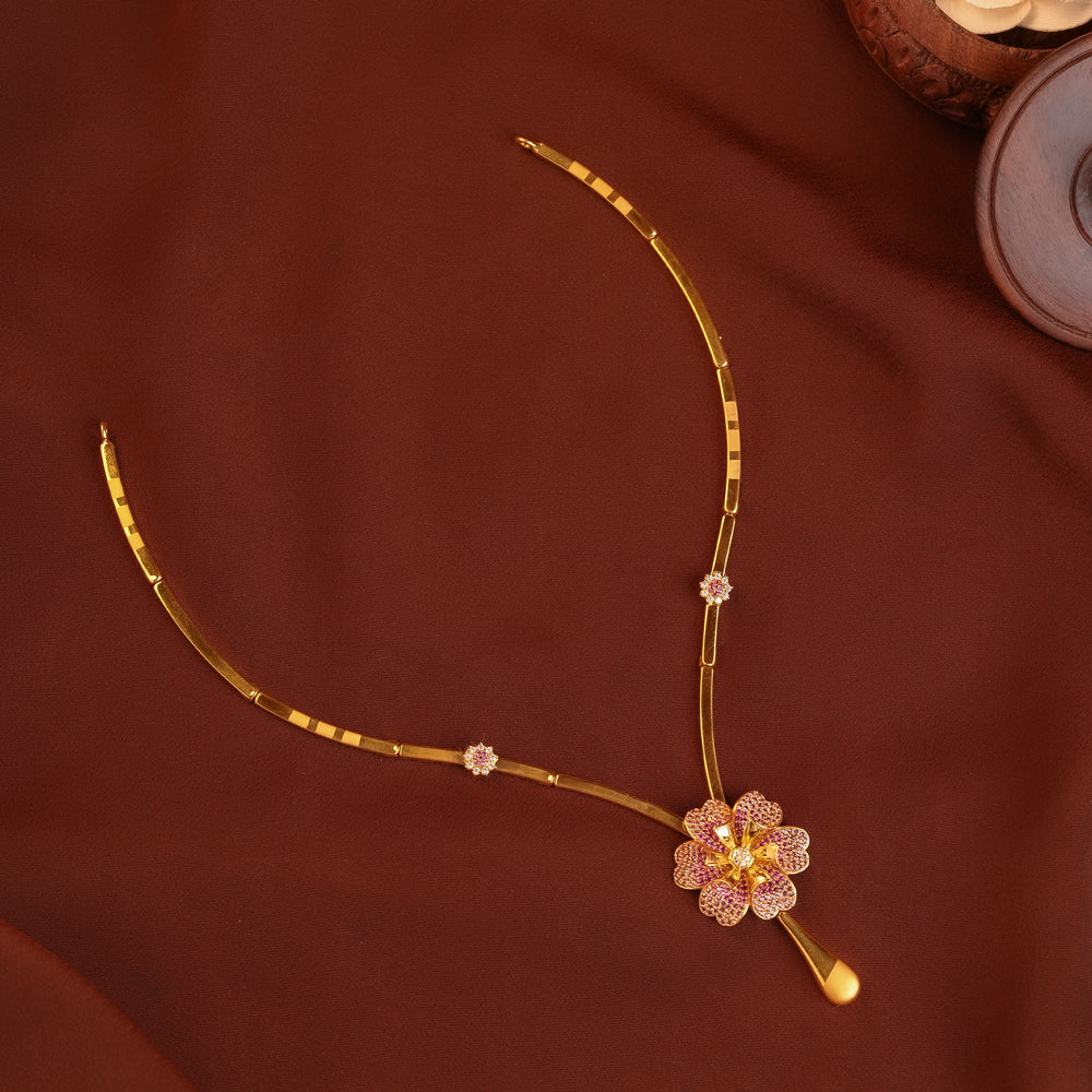 Gold Floral Accents Pendant Necklace