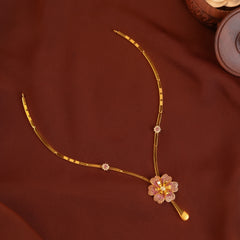 Gold Floral Accents Pendant Necklace