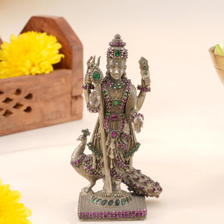 Lord Murugan Antique Silver Idol