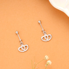 Twin Heart Love Silver Koppu Earrings