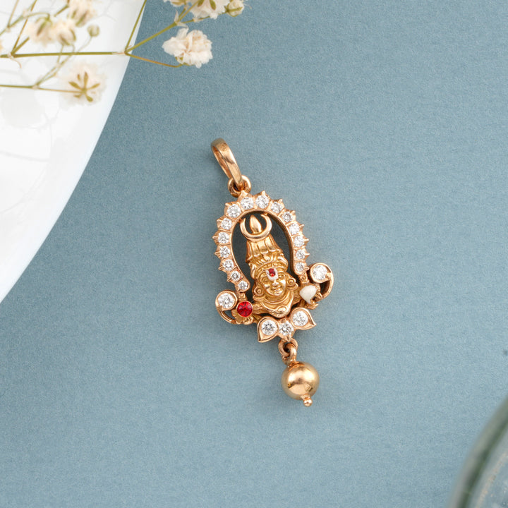 Goddess Perumal Golden Drop Diamond Pendant