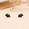 Fancy Black Enamel Silver Stud