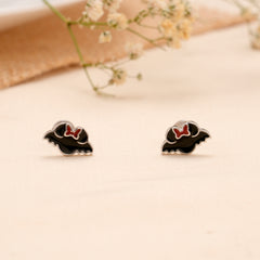 Fancy Black Enamel Silver Stud