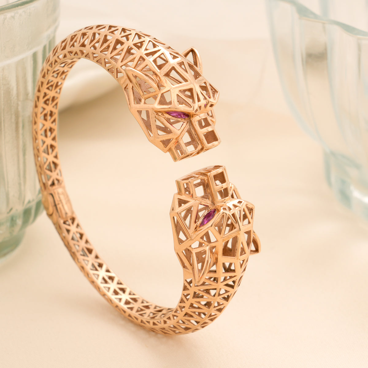 Two Headed Cheetah Rose Gold Kada