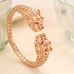 Two Headed Cheetah Rose Gold Kada