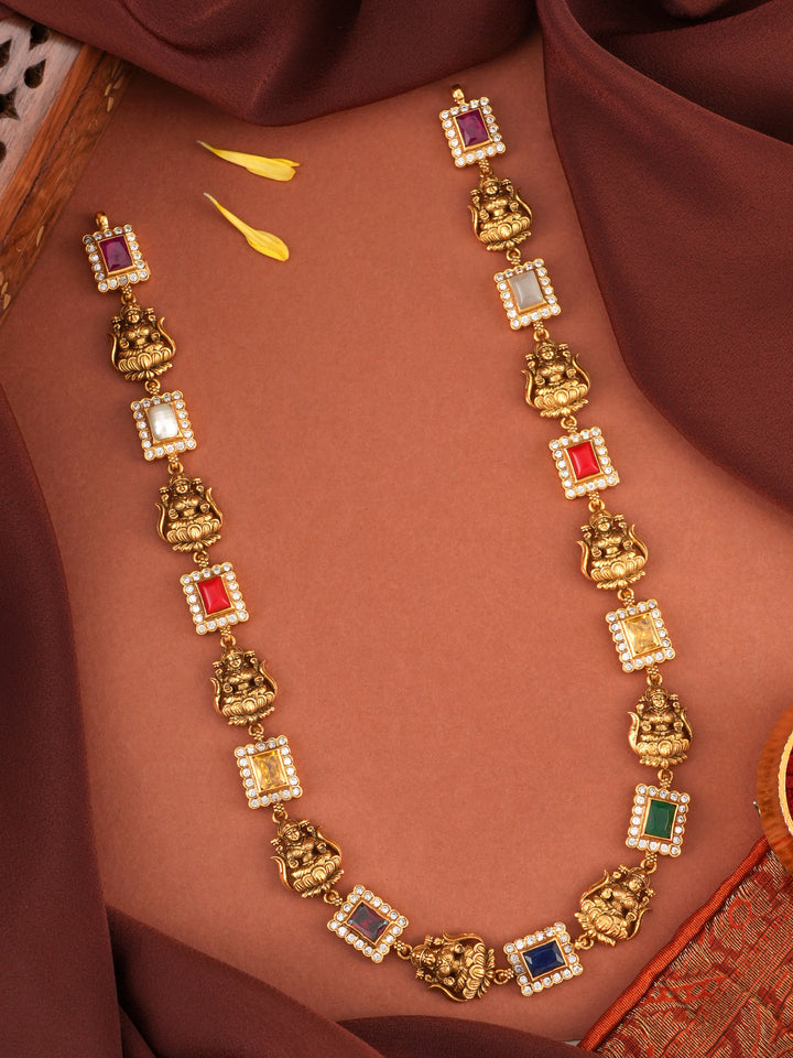 Navratna Stones in Lakshmi Gold Plated Haram