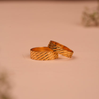 Gold Textured Matching Wedding Couple Rings