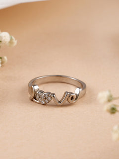 White Stone Love Letter Ring