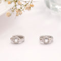 Trendy Round Link Heart Stone Silver Hoop Earring