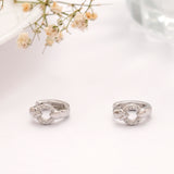 Trendy Round Link Heart Stone Silver Hoop Earring