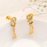 Infinity Flower Design Golden Drops Earring