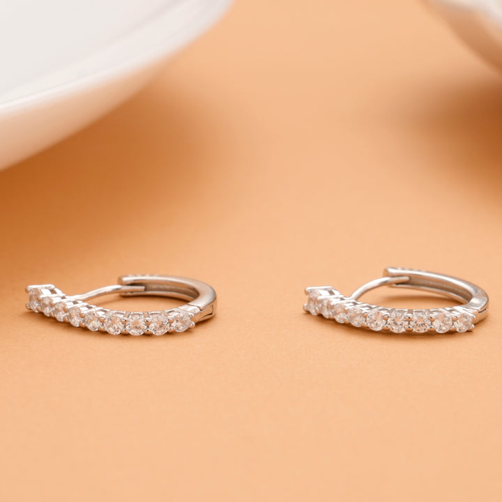 Dual Spark Silver Hoops Earring