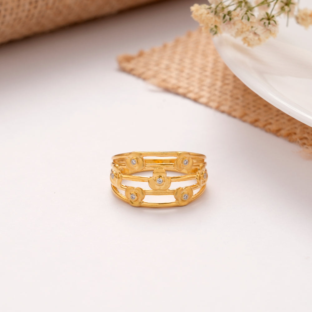 Multi-Layer Floral Design Golden Ring