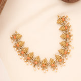 Fancy Ganesh Coral with Pearl Work Golden Necklace